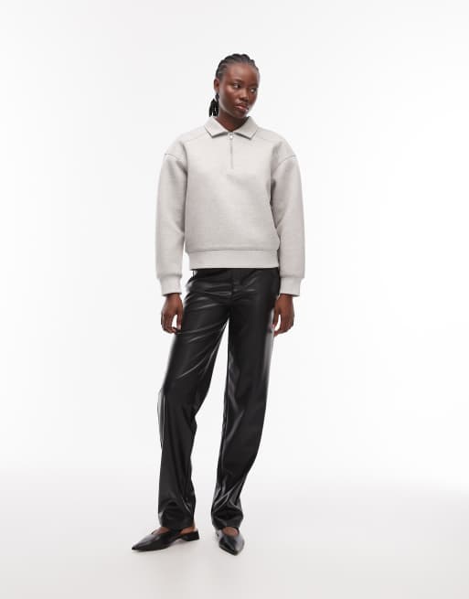 ASOS DESIGN – Sweatshirt in Grau meliert mit kurzem Reißverschluss und Rugby-Kragen, 2 von 4