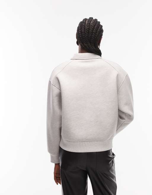 ASOS DESIGN – Sweatshirt in Grau meliert mit kurzem Reißverschluss und Rugby-Kragen, 4 von 4