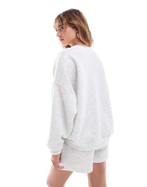 ASOS DESIGN Sweatshirt in Grau meliert mit Steppung Kombiteil