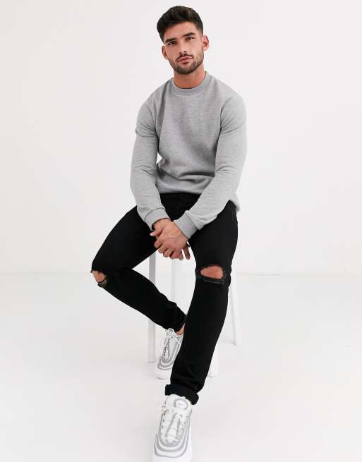 ASOS DESIGN sweatshirt in grey marl