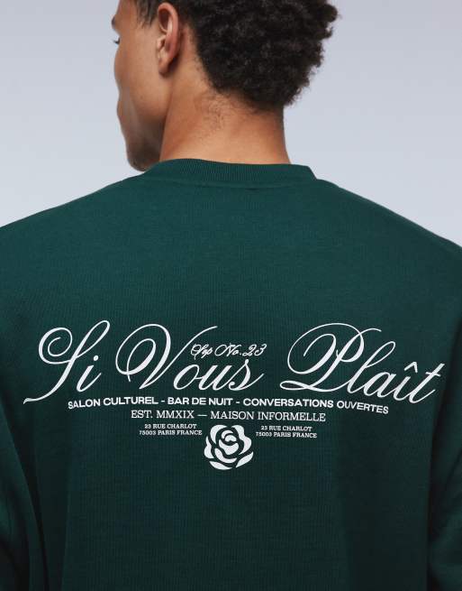 ASOS DESIGN – Sweatshirt in Grün mit Schriftzug-Print, 5 von 5