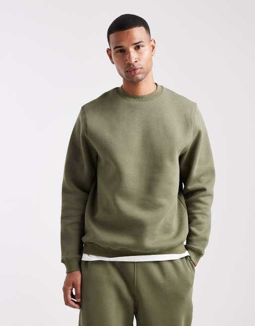 ASOS DESIGN – Sweatshirt in Khaki mit regulärer Passform