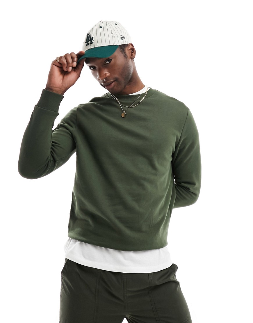 Shop Asos Design Sweatshirt In Khaki-green