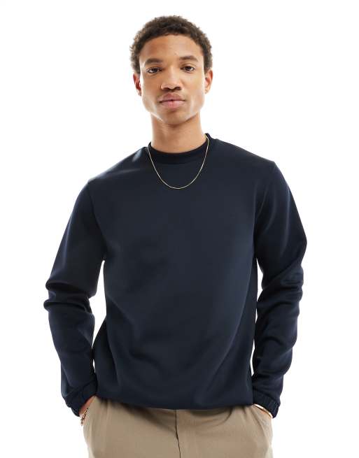 ASOS DESIGN Sweatshirt in marineblauer Neoprenoptik