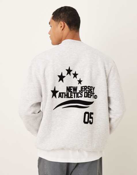 ASOS DESIGN – Sweatshirt in meliertem Grau mit „Sporty Star“-Print - view 1