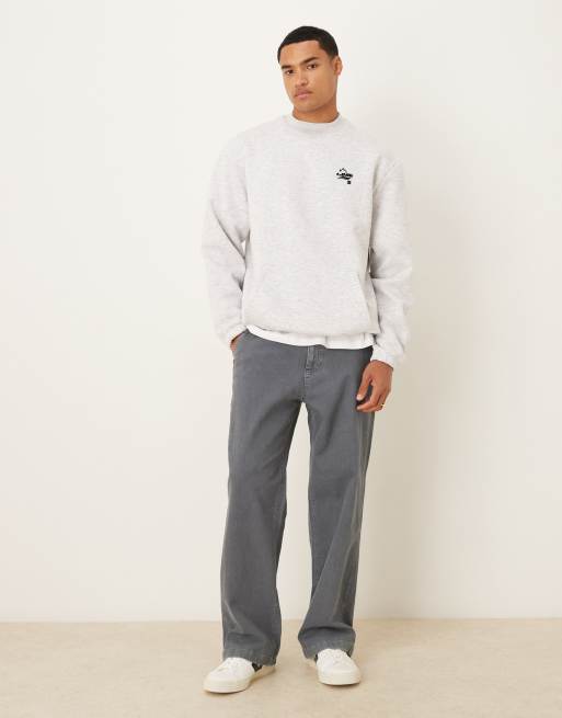ASOS DESIGN – Sweatshirt in meliertem Grau mit „Sporty Star“-Print, 2 von 5