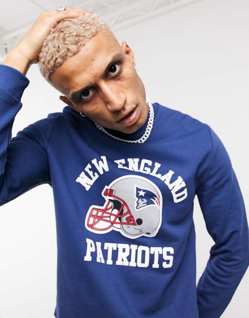 ASOS DESIGN sweatshirt in navy with NFL New England Patriots print | ASOS