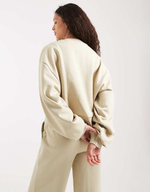 ASOS DESIGN – Sweatshirt in Olivgrün mit Ballonärmeln und angerauter Innenseite, 3 von 4