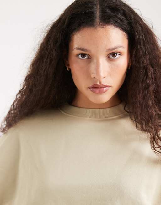 ASOS DESIGN – Sweatshirt in Olivgrün mit Ballonärmeln und angerauter Innenseite, 4 von 4