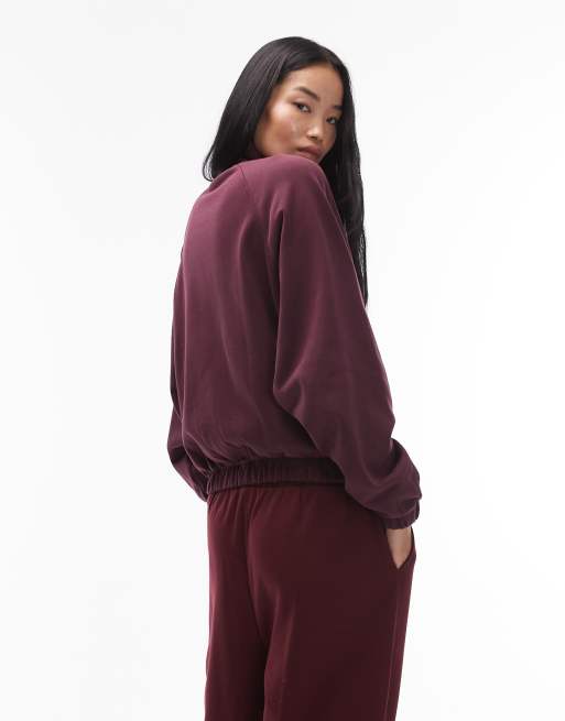 ASOS DESIGN – Sweatshirt in Pflaume mit Stehkragen und durchgehendem Reißverschluss, 4 von 4