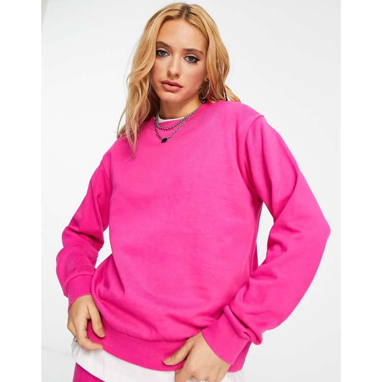 Boohoo Crew Neck Fleece Cropped Sweatshirt For Ladies-Pink-BE184 - XL -  BrandsEgo