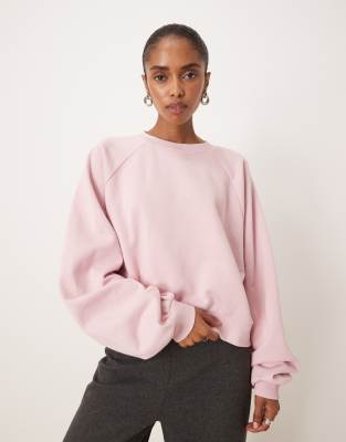 ASOS DESIGN - Sweatshirt in Rosa mit Ballonärmeln
