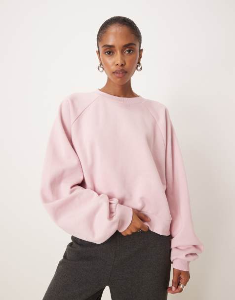 ASOS DESIGN – Sweatshirt in Rosa mit Ballonärmeln - view 1
