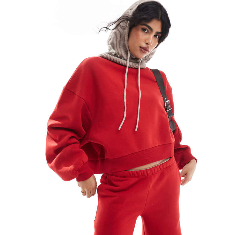 ASOS DESIGN Sweatshirt in Rot mit Ballonarmeln Kombiteil