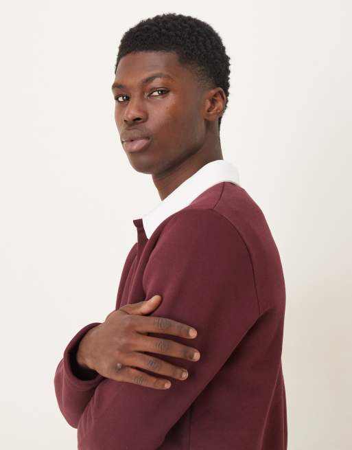 ASOS DESIGN – Sweatshirt in Rot mit kontrastierendem Polokragen, 4 von 5