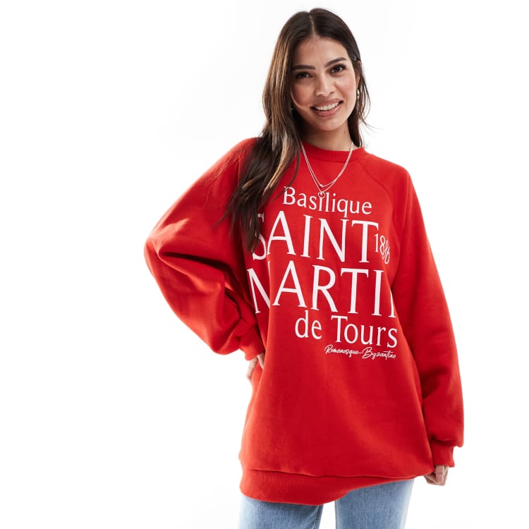 ASOS DESIGN Sweatshirt in Rot mit Saint Martin Print ASOS