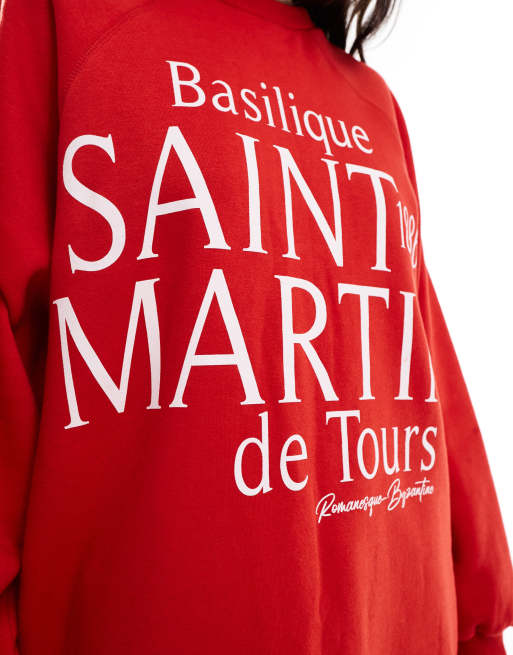 ASOS DESIGN Sweatshirt in Rot mit Saint Martin Print