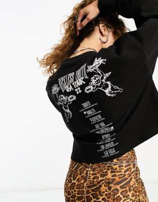 ASOS DESIGN - Sweatshirt in Schwarz mit „Reckless Youth"-Grafikprint