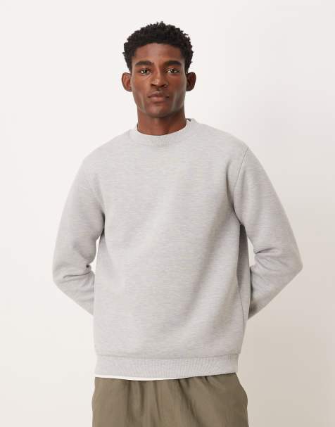 ASOS DESIGN sweatshirt in scuba-style fabric in grey marl - view 1