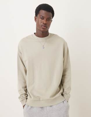 Asos Design Heavyweight Oversized Sweatshirt In Cream-white
