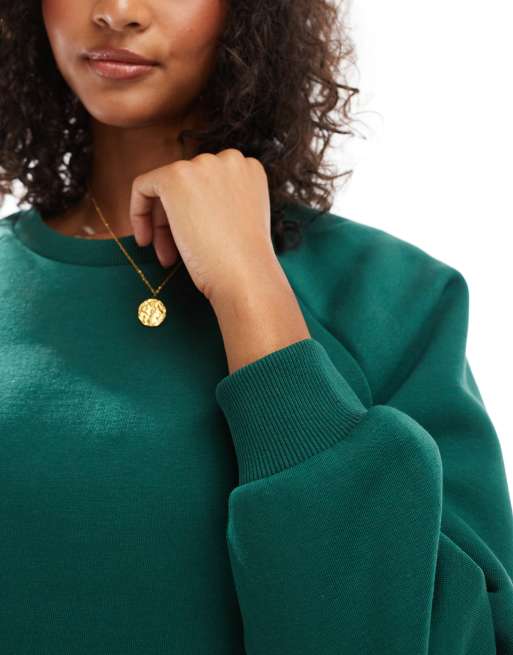 ASOS DESIGN – Sweatshirt in Tannengrün mit Raglanärmeln, 3 von 4