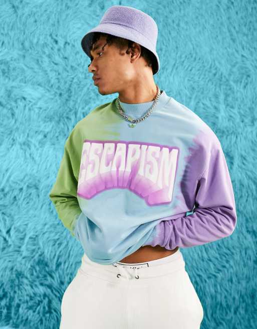 ASOS DESIGN sweatshirt in tie-dye with text print