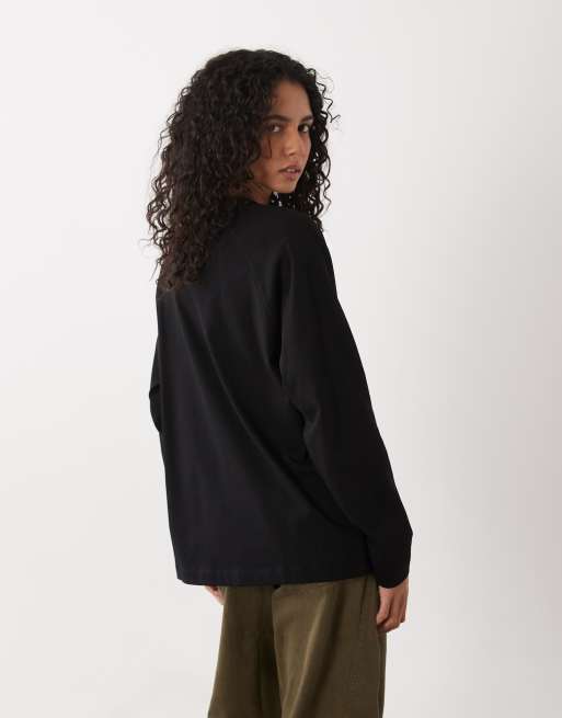 ASOS DESIGN Sweatshirt-Kombiteil mit Rundhalsausschnitt und langen Ärmeln in Schwarz, 2 von 4