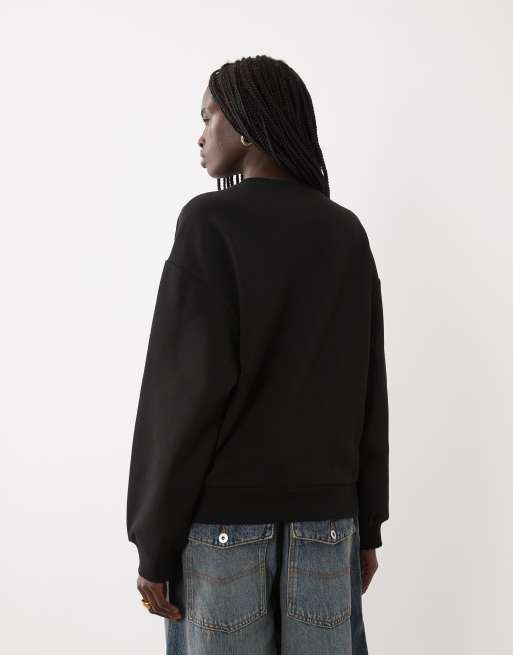 ASOS DESIGN sweatshirt med fransar i svart, 3 av 4