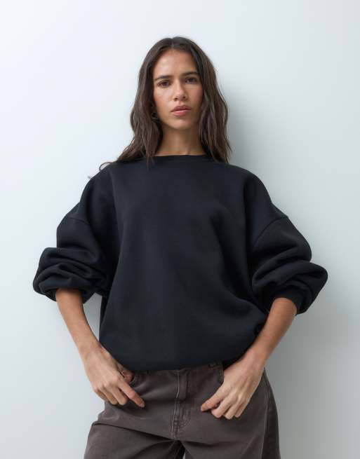 ASOS DESIGN sweatshirt med frynse-detalje i sort, 4 af 5