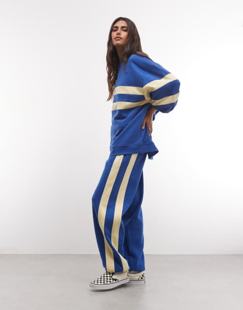 ASOS DESIGN sweatshirt med kontrasterande paneldetaljer i blått och gult - view 1