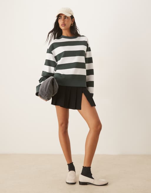 ASOS DESIGN - Sweatshirt met brede groene en witte strepen, 3 van 4