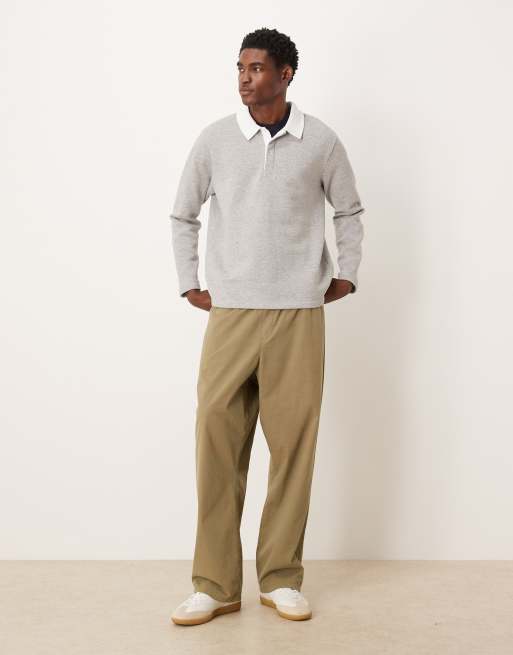 ASOS DESIGN - Sweatshirt met contrasterend polokraagje in grijs gemêleerd, 2 van 5