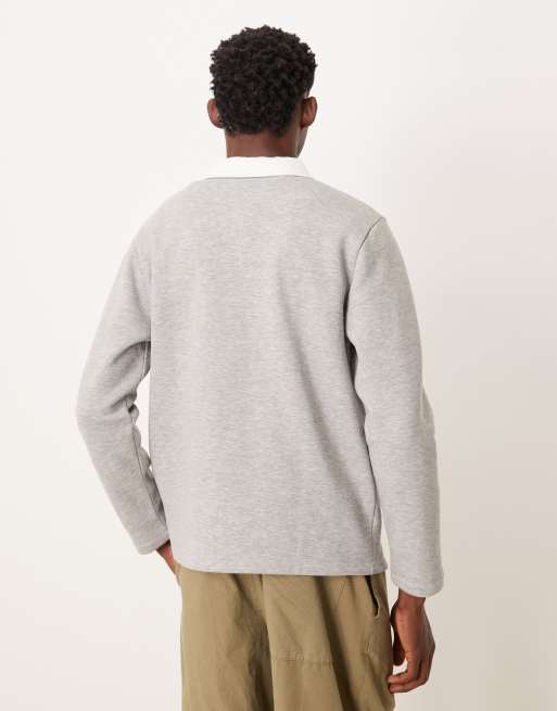 ASOS DESIGN - Sweatshirt met contrasterend polokraagje in grijs gemêleerd, 3 van 5