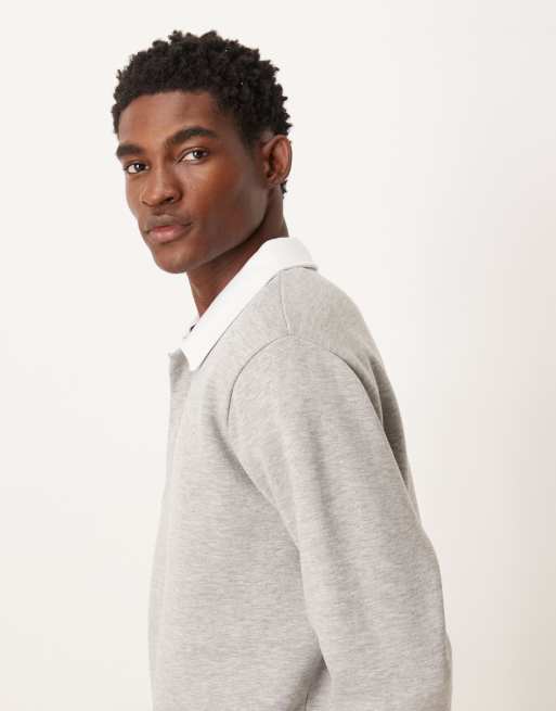 ASOS DESIGN - Sweatshirt met contrasterend polokraagje in grijs gemêleerd, 4 van 5