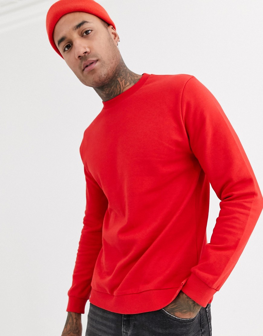 ASOS DESIGN - Sweatshirt met gespleten zoom in rood