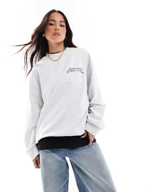 ASOS DESIGN - Sweatshirt met grafische Flower Show-print in gemêleerd ijsgrijs, 2 van 4