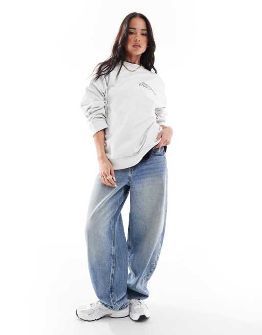 ASOS DESIGN - Sweatshirt met grafische Flower Show-print in gemêleerd ijsgrijs, 3 van 4