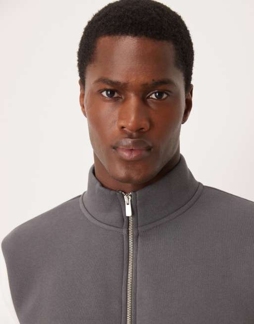 ASOS DESIGN - Sweatshirt met korte rits en aan elkaar gezette panelen in antracietgrijs, 5 van 5