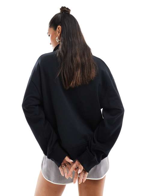ASOS DESIGN - Sweatshirt met korte rits in zwart, 2 van 4
