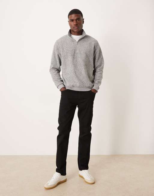 ASOS DESIGN - Sweatshirt met kwartrits en wollook in grijs, 2 van 5