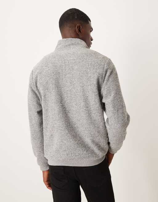 ASOS DESIGN - Sweatshirt met kwartrits en wollook in grijs, 3 van 5
