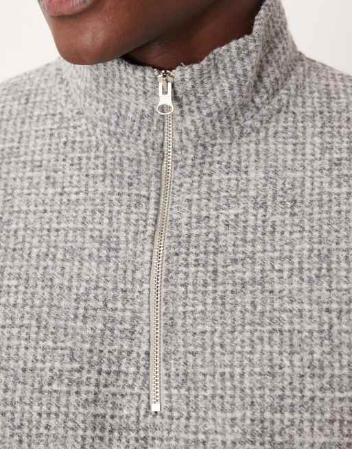 ASOS DESIGN - Sweatshirt met kwartrits en wollook in grijs, 5 van 5