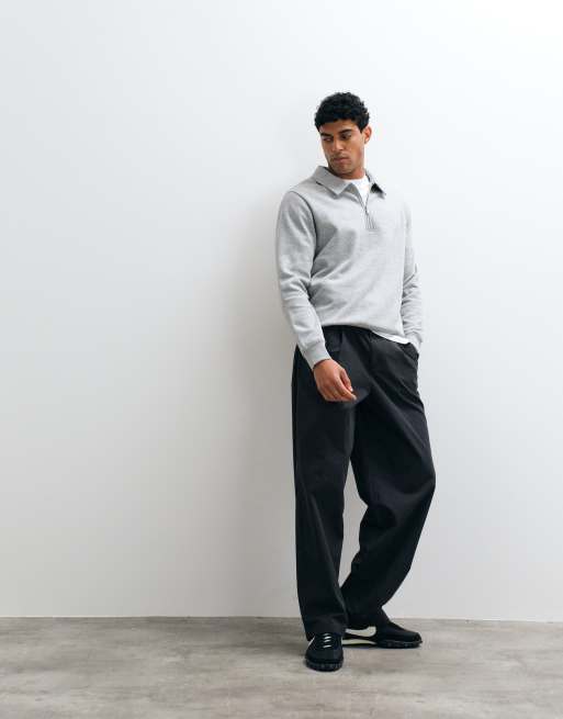ASOS DESIGN - Sweatshirt met kwartrits in gemêleerd grijs, 2 van 5