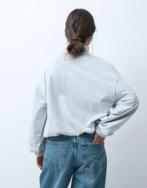 ASOS DESIGN sweatshirt met mandarijnkraag en lange mouwen in grijs, 2 van 4