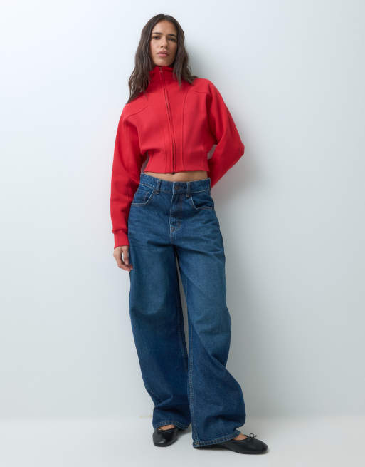 ASOS DESIGN sweatshirt met naaddetail en aansluitende pasvorm in rood, 5 van 5
