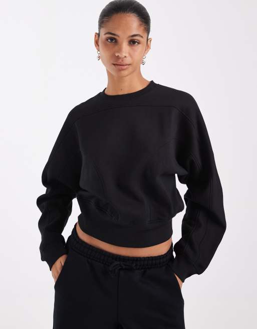 ASOS DESIGN sweatshirt met panelen en coconvorm in zwart, 2 van 4