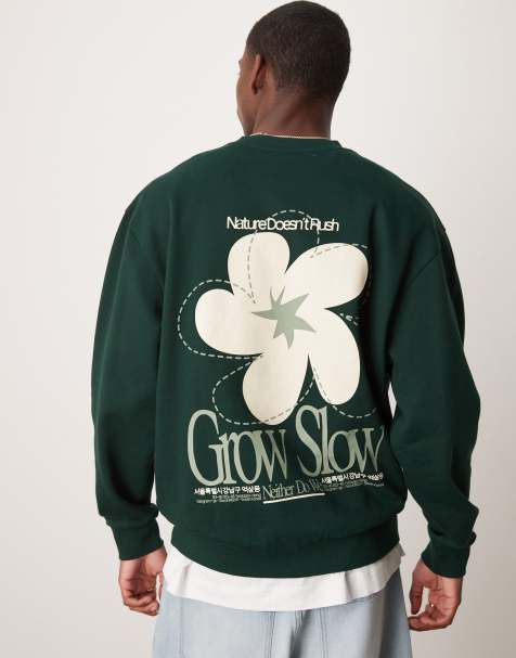 ASOS DESIGN - Sweatshirt met print van bloem in groen - view 1