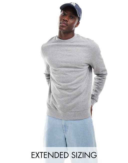 ASOS DESIGN - Sweatshirt met ronde hals in gemêleerd grijs