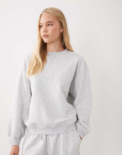 ASOS DESIGN - Co-ord set met sweatshirt met ronde hals in gemêleerd grijs, 3 van 3