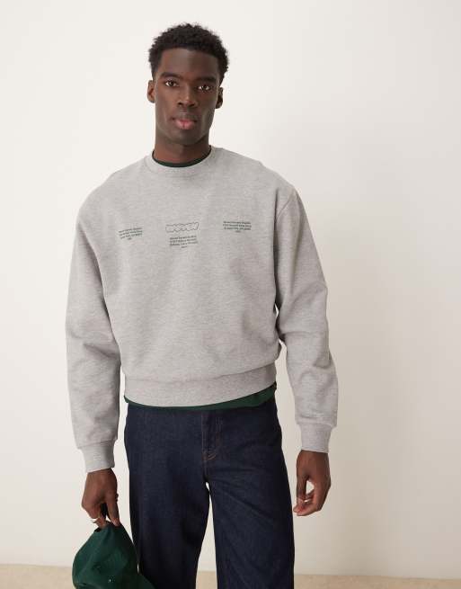 ASOS DESIGN - Sweatshirt met verlaagde schouders en 'Sunset' print in gemêleerd grijs, 4 van 4